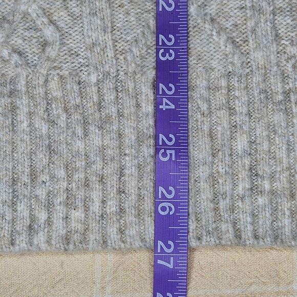 LOFT Oatmeal Bohemian Turtleneck Cable Knit Chic Ribbed Trim Flowy Knit Sweater - Picture 14 of 14